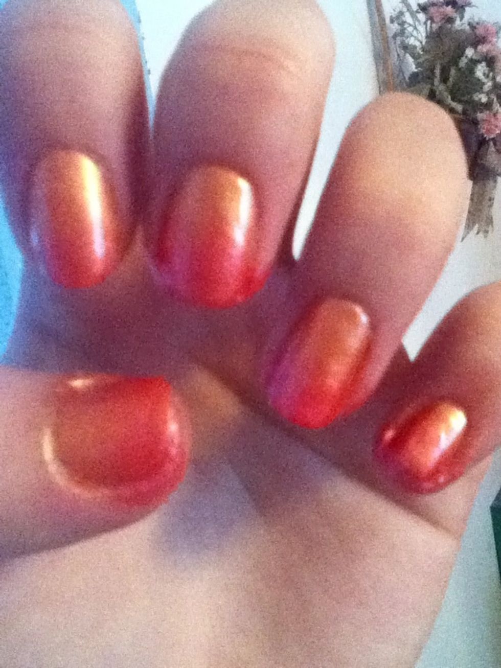 soon after finishing to put pink color on the nails.