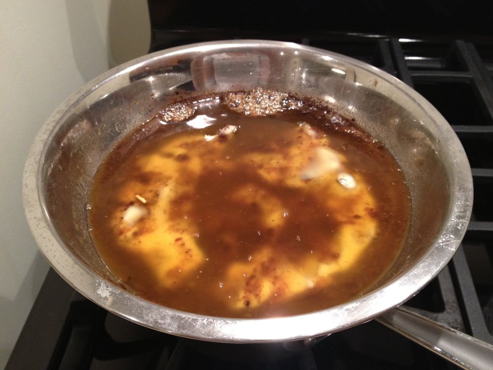 Soon, it will be mostly liquid, except for some big chunks. Remember to check the pot periodically to see if you need to add water.