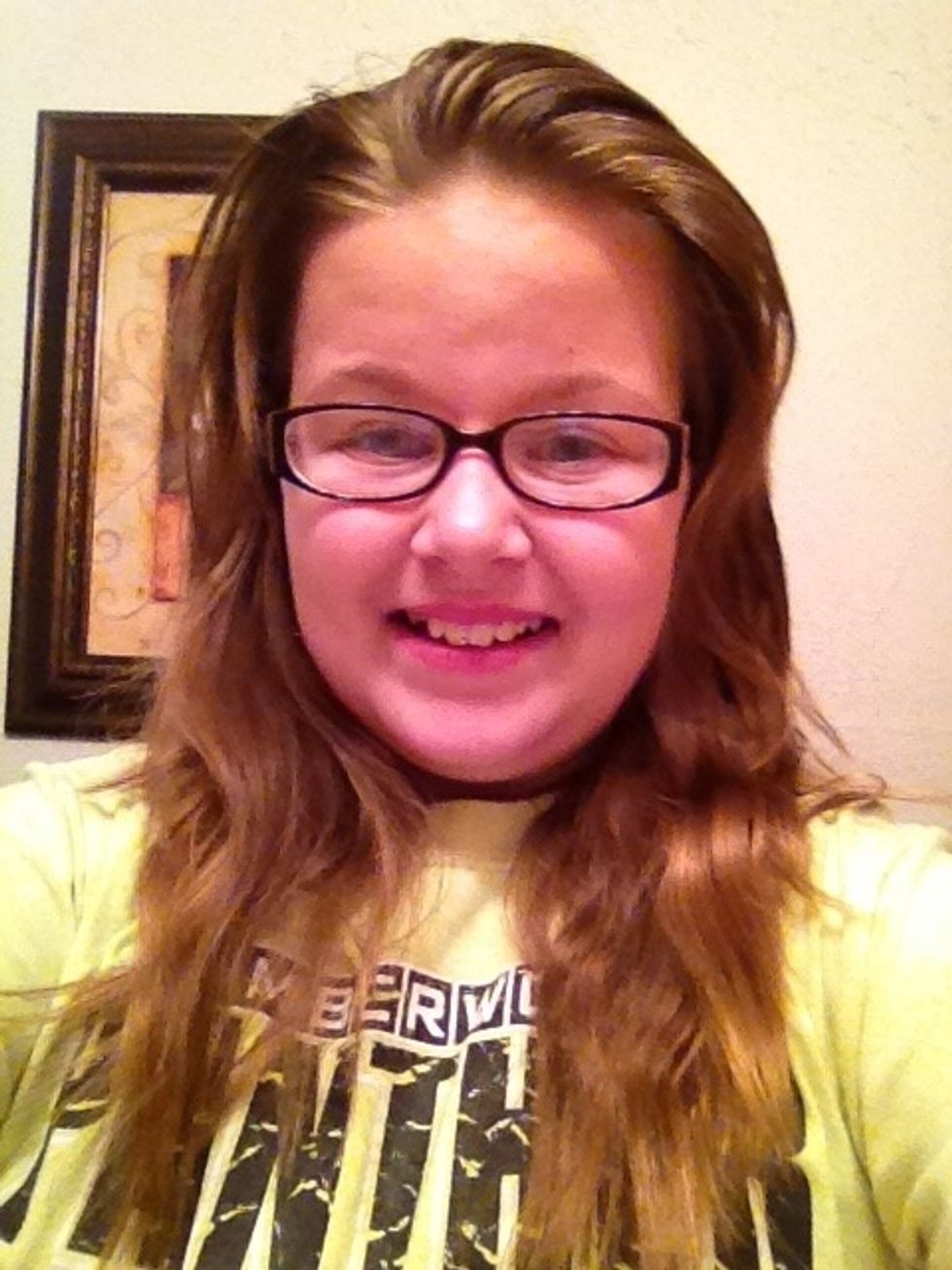 Sorry about the hair messiness but start out with your down and loose.