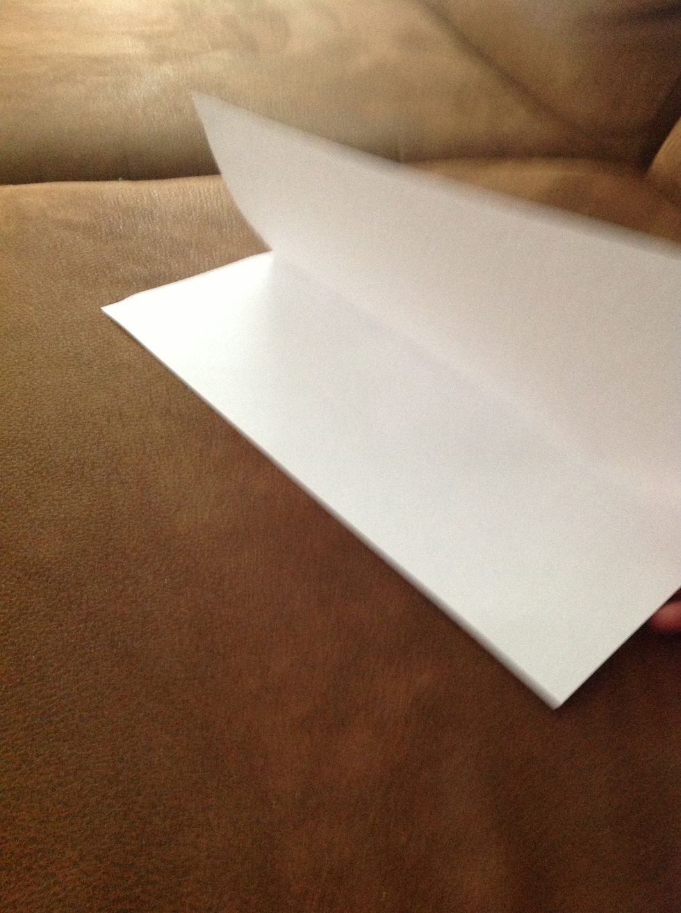 Sorry this is blurry. Fold a sheet of paper exactly in half long-ways, and re-open it so you have a crease separating the two halves.