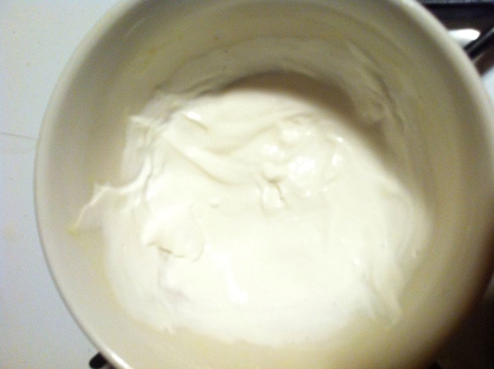 Sour Cream mixed with 2 table spoons of milk.
