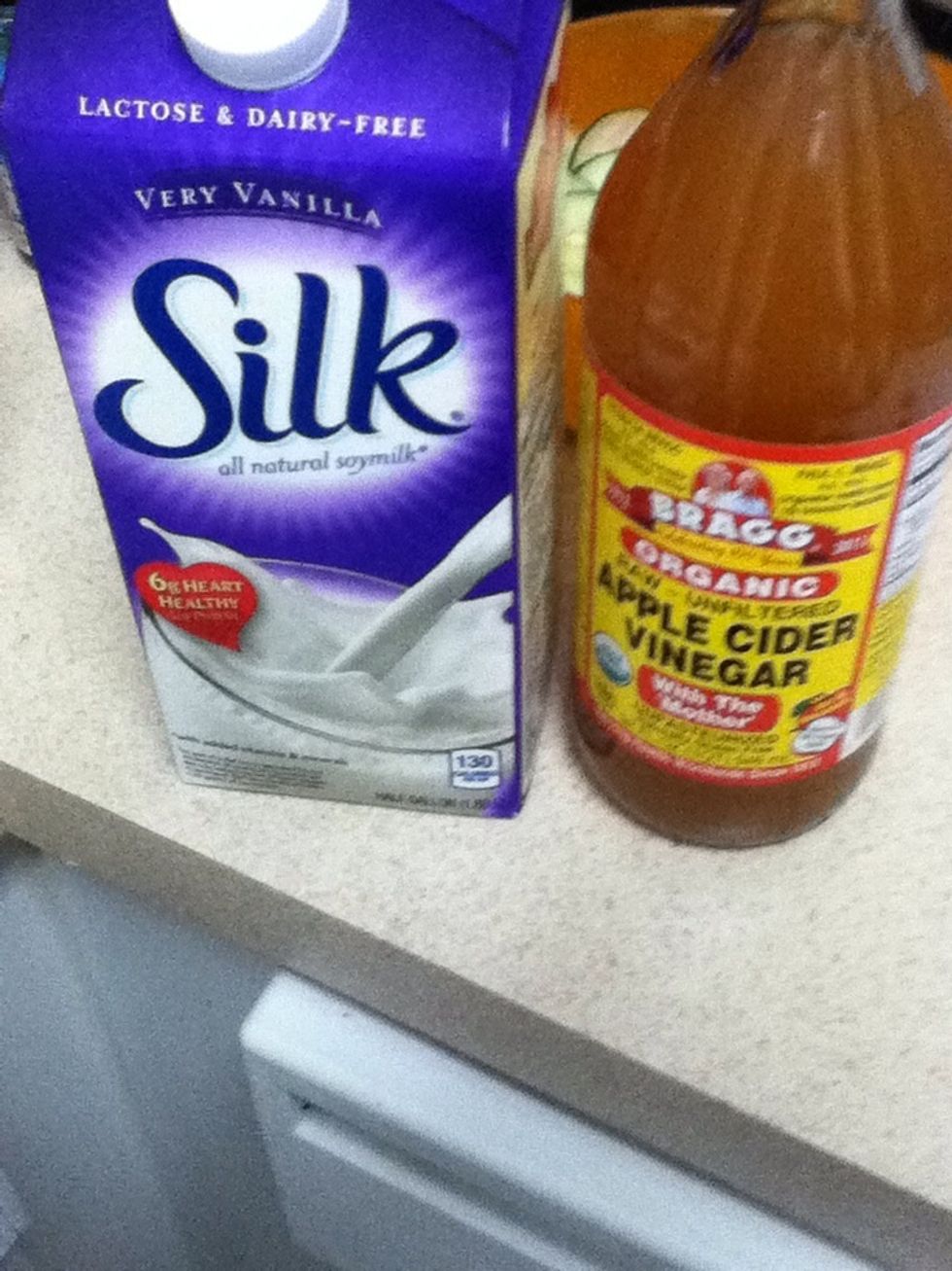 Soy milk for thickness and a teaspoon on applecider vinegar for taste