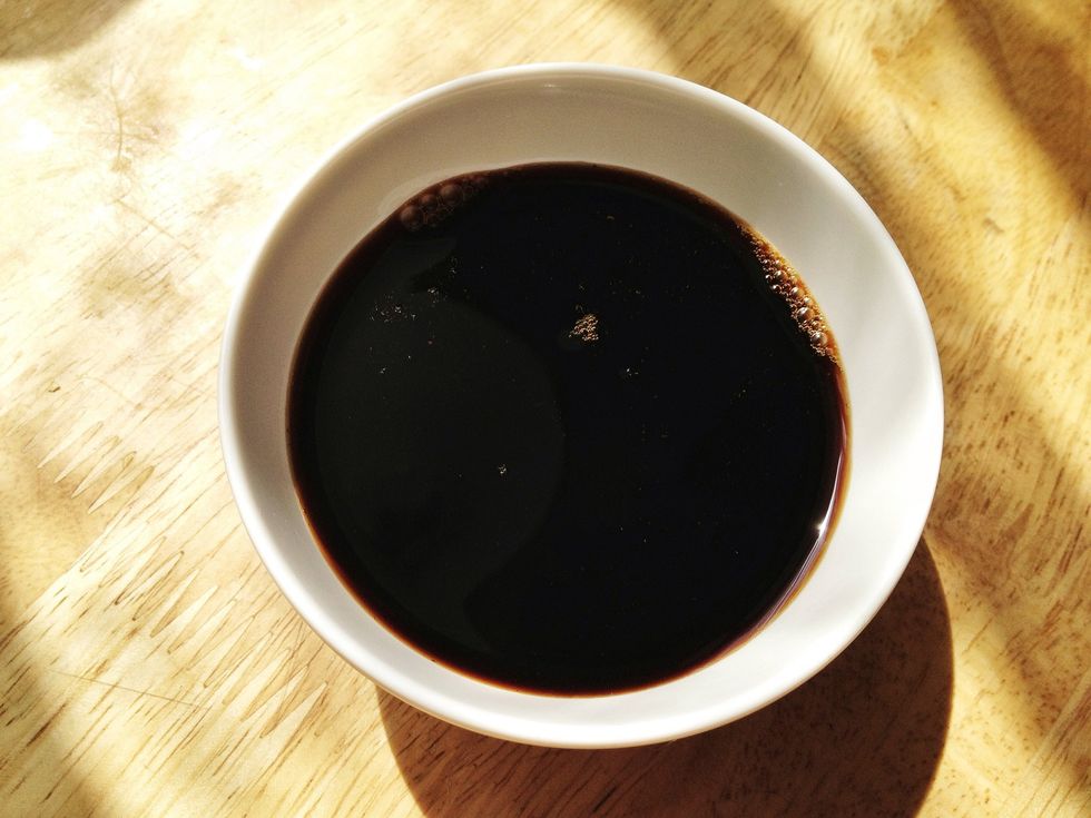 soy sauce. i actually mixed barbecue sauce with the soy sauce :)) for bit of smoky flavor and sweetness