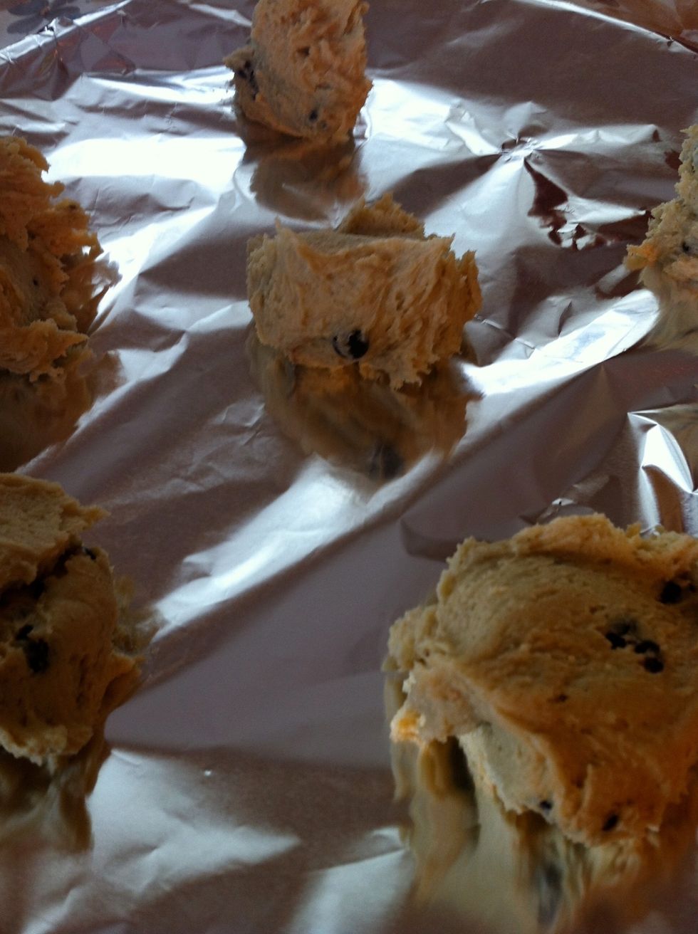 Space rounded tablespoons of the mixture on a baking sheet
