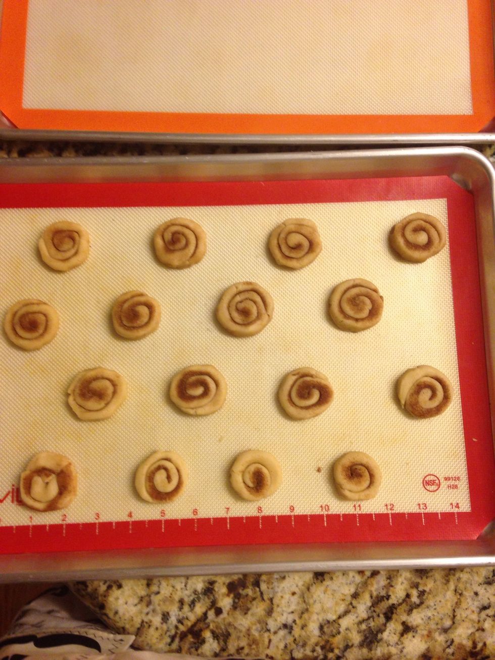 Space the cookies about 2 inches apart on cookie sheet. (My swirls were very sloppy at first but they get better). Bake at 375 for 9 to 11 minutes.