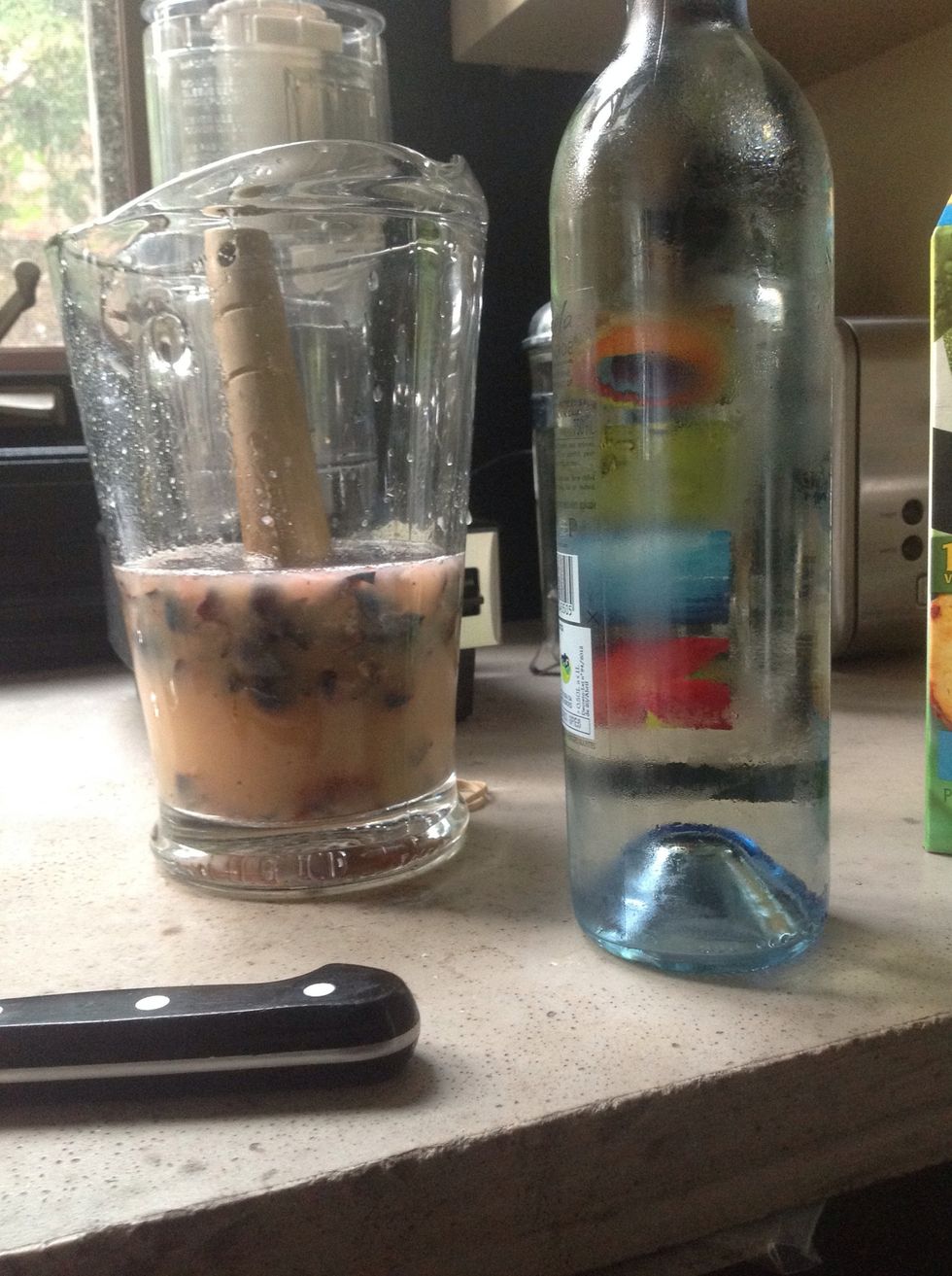 Sparking green wine (vinho verde) ready to be added. I added maybe two cups at first.