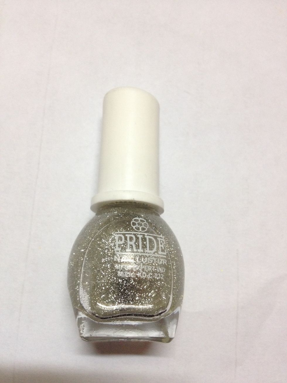 Sparkly silver polish.