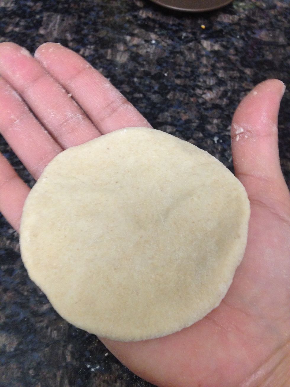 Speed it with your fingers or with a rolling pin about double the size