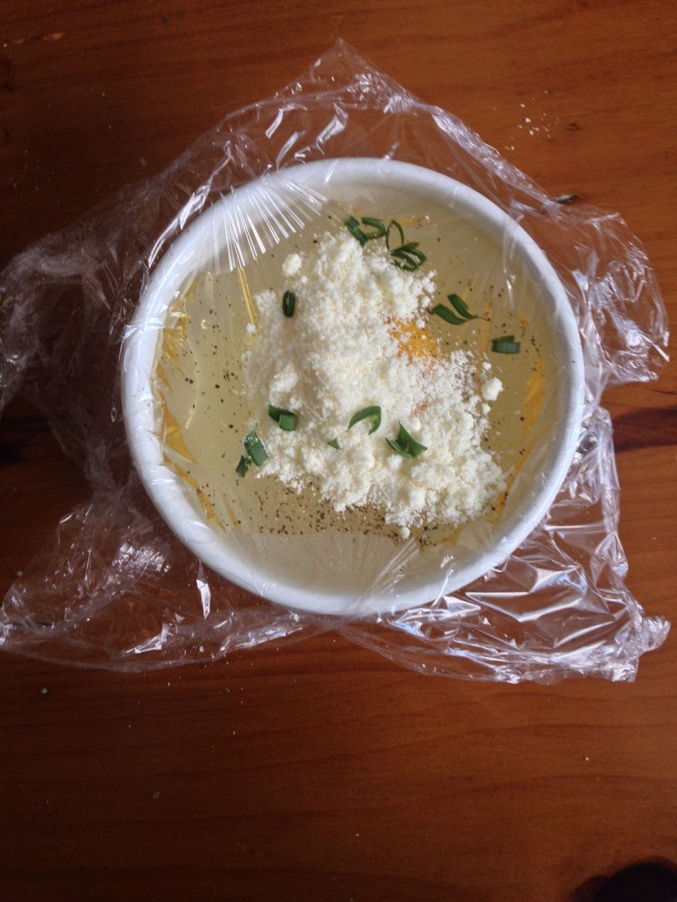 Spice up! I used salt and pepper, Parmesan cheese and green onion ! You can add any herb you want! Get creative !