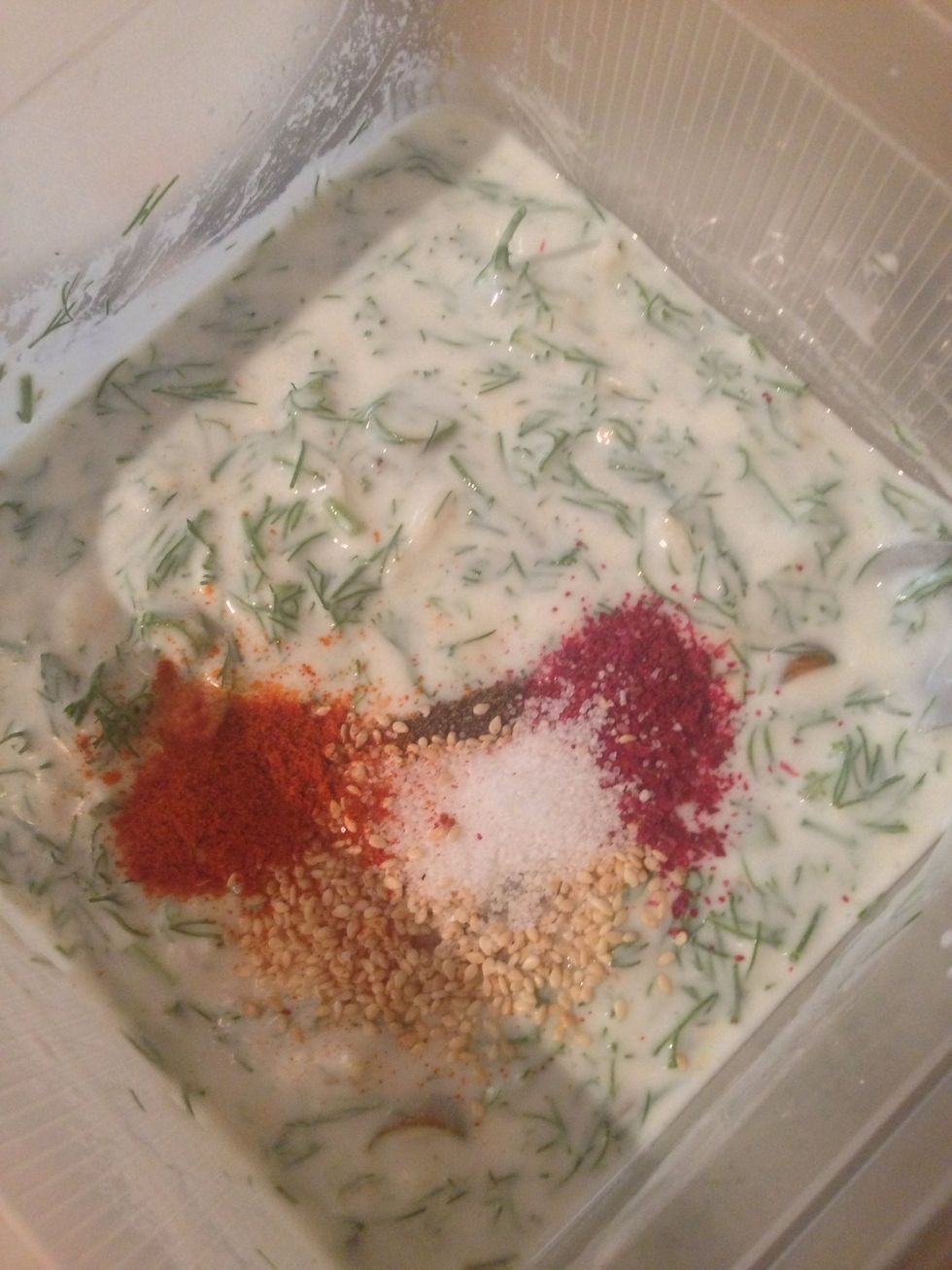 Spices were added  altogether with sesame seeds.