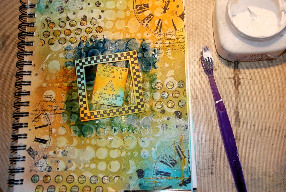 Splash Gesso with a toothbrush.