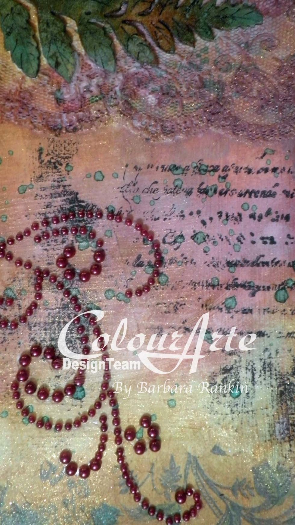 Splatter watered down Radiant Rain Fern mist with a paint brush.