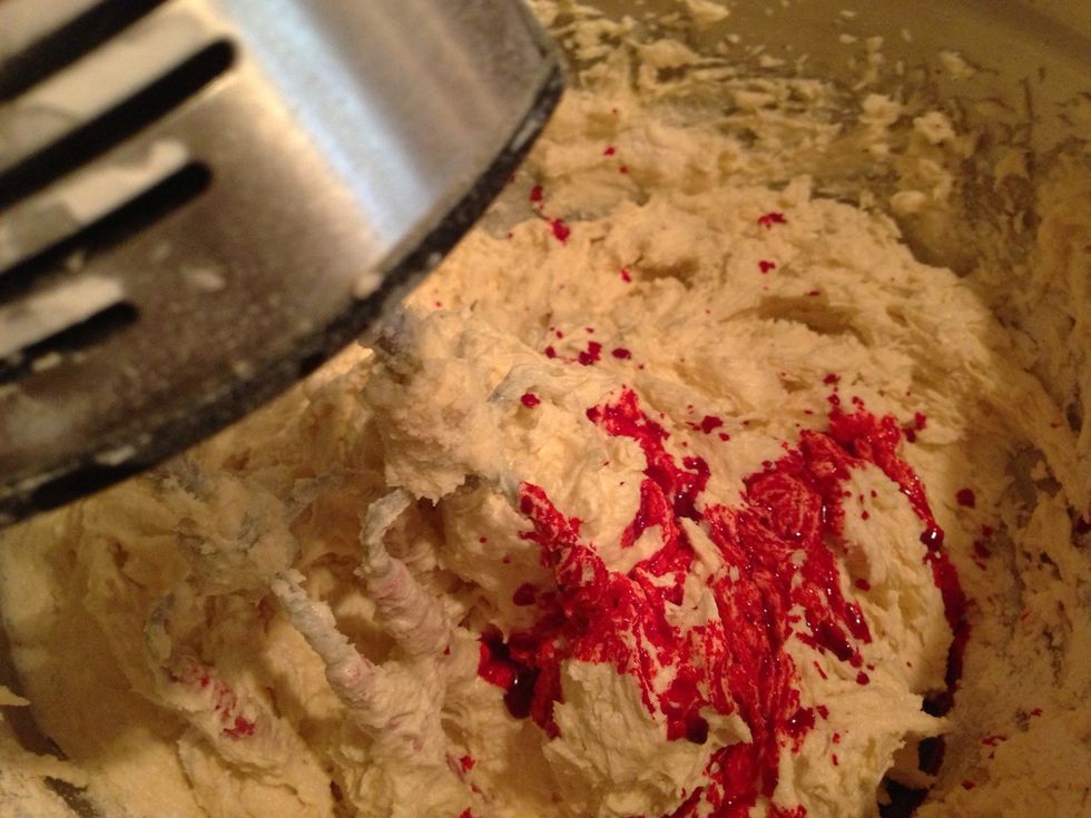 Split dough in half and add coloring to one half