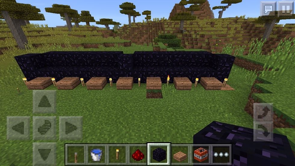 Split in middle and leave 6 blocks on each side and add the edges and walls