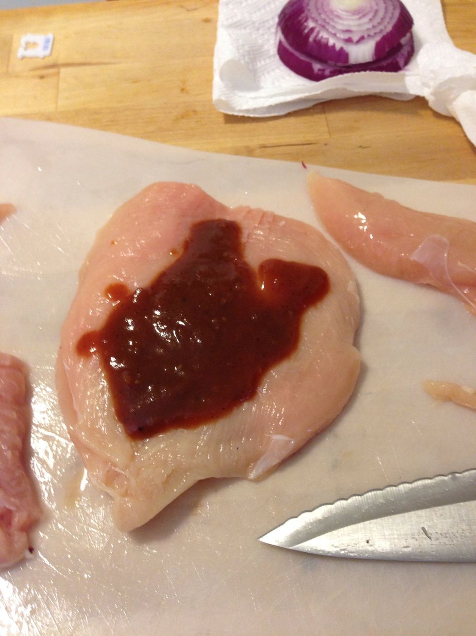 Spoon 1 tsp on your chicken breast.