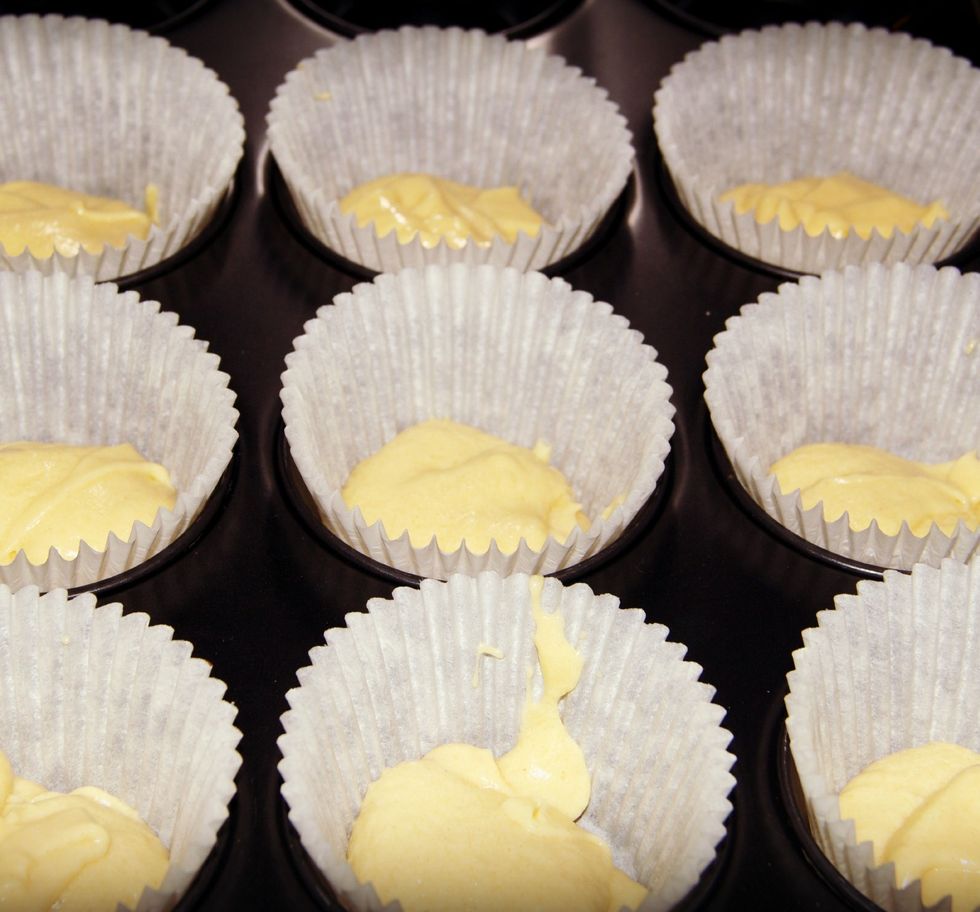 spoon in to muffin tins and bake for 15 minutes.