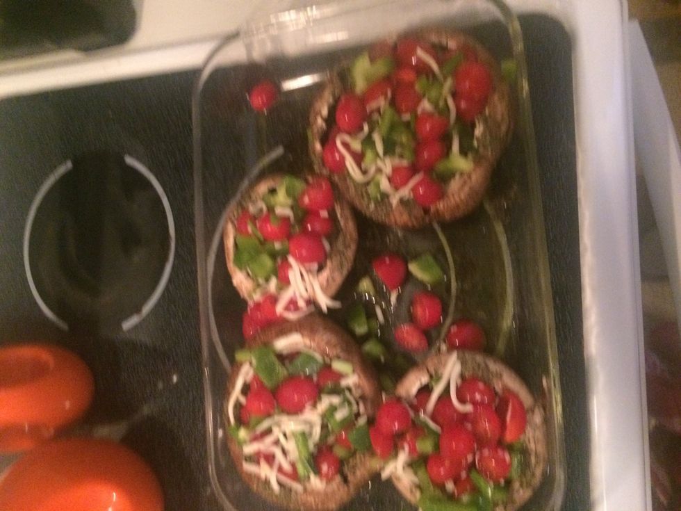 Spoon into caps and drizzle with olive oil