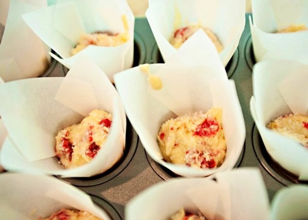 Spoon into pans and bake for approximately 15 to 20 minutes