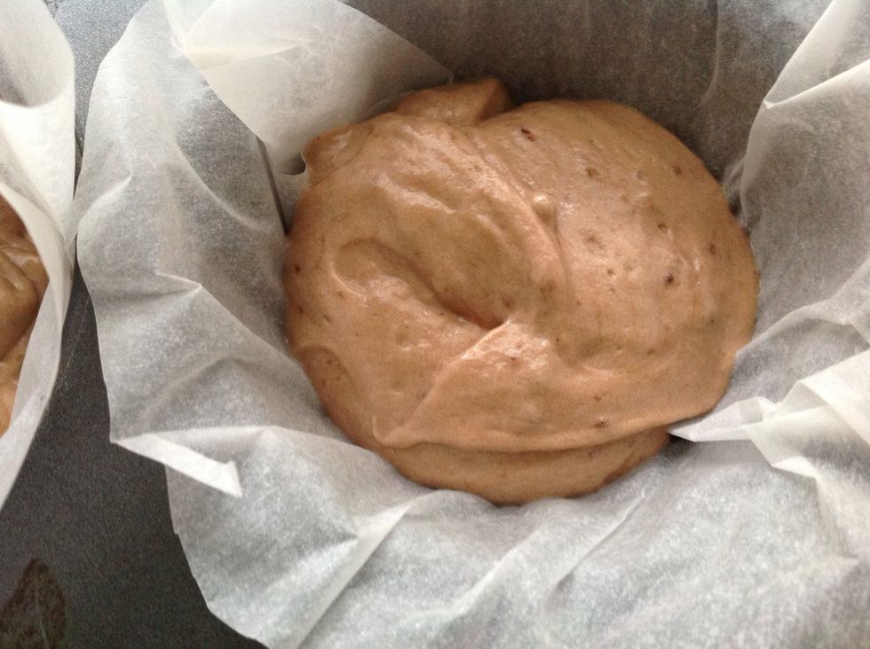 Spoon into your lined muffin tins. You can pour directly into a greased tin as well