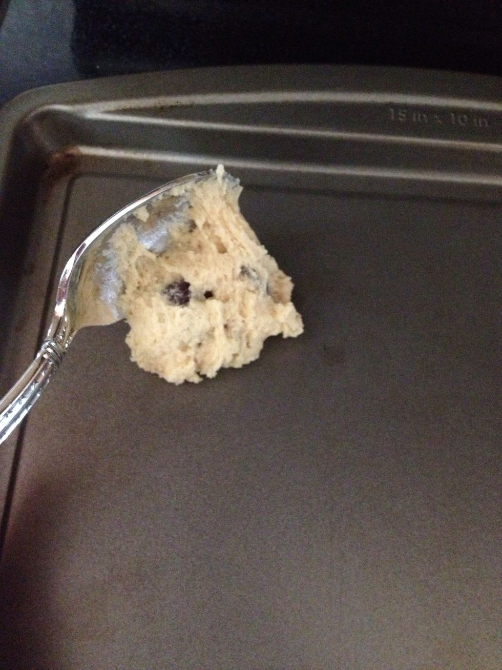 Spoon it on to the cookie sheet, one mound at a time.