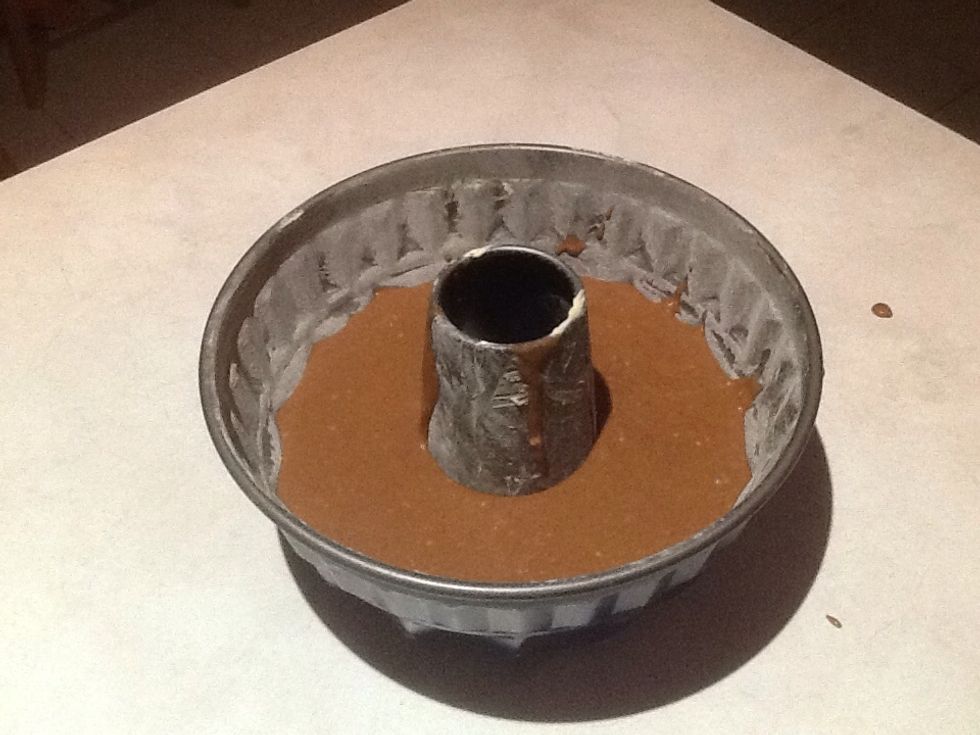 Spoon mixture into a pan. Smooth top. Bake for 45 to 50 minutes or until a skewer inserted in the centre comes out clean.