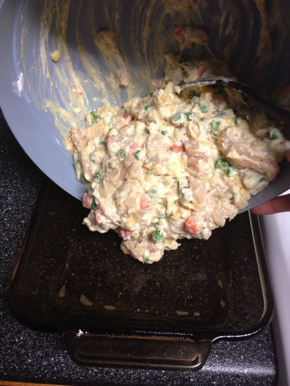 Spoon mixture into dish