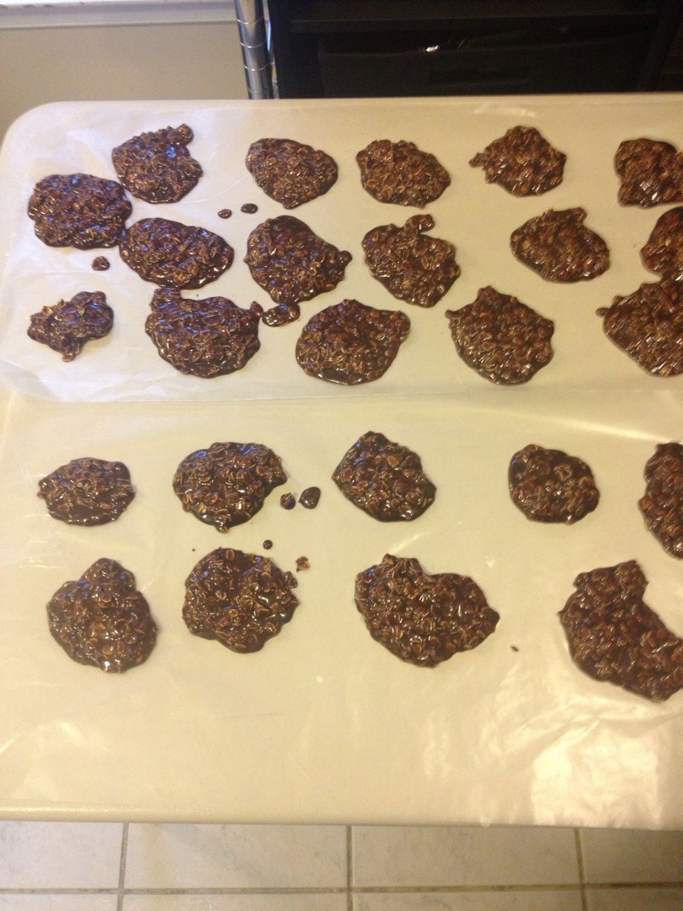 Spoon onto wax paper and let cool about an hour or so