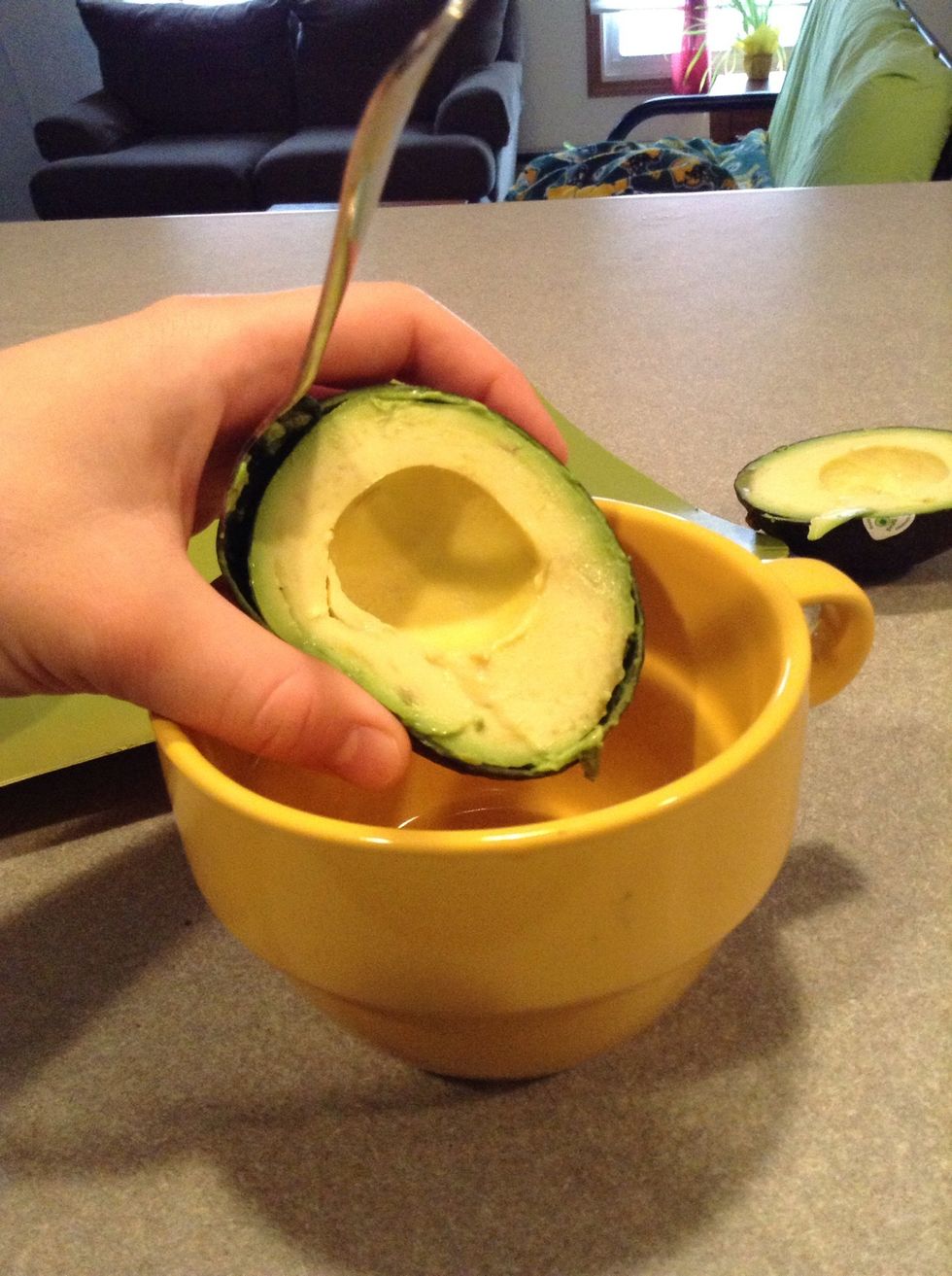 Spoon out contents into bowl.