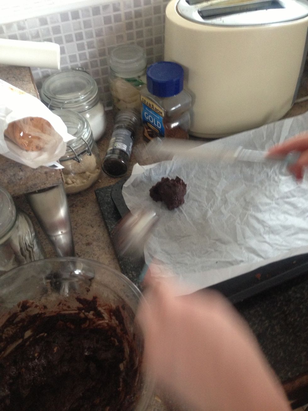 Spoon out mixture onto the paper