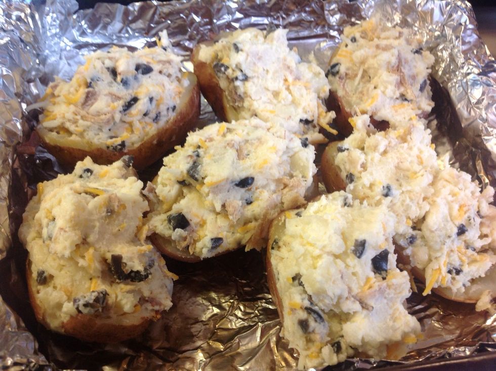 Spoon potato mixture into hollowed out skins.