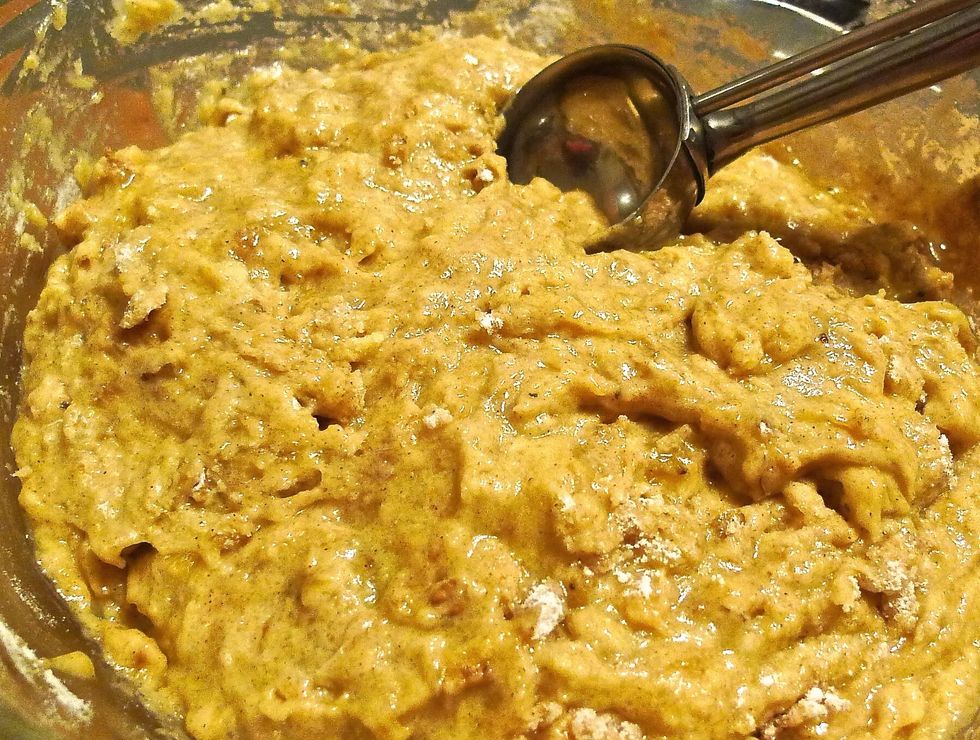 Spoon the batter into the muffin cups using an ice- cream scoop.