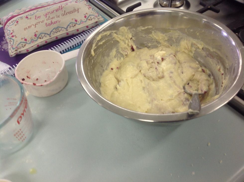 Spoon the mixture evenly into the patty cases. I placed a button on top of each uncooked muffing. Cook in the oven for 15-20 mins. They will be cooked when they spring back when touched.