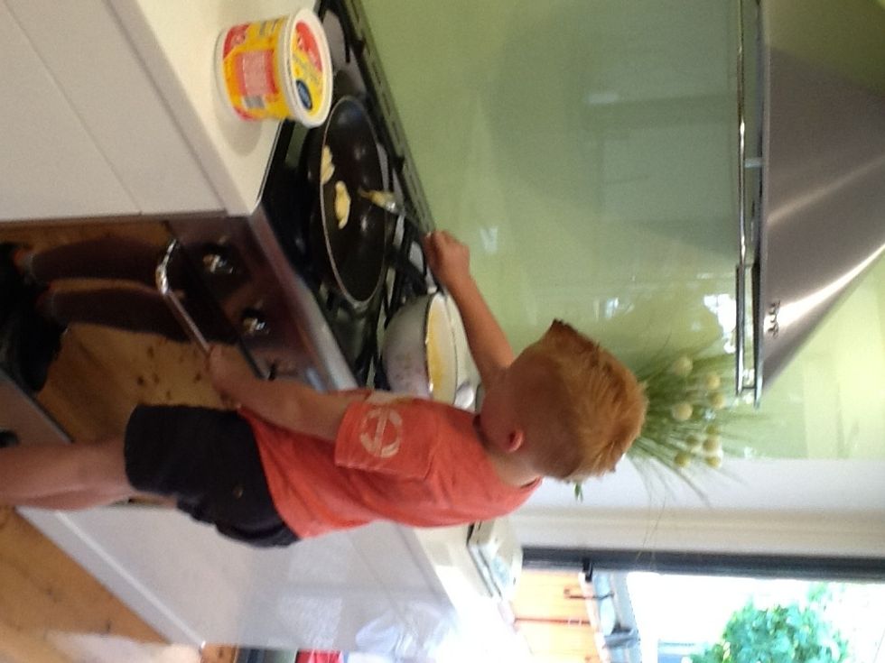 Spoon the mixture into a hot pan.