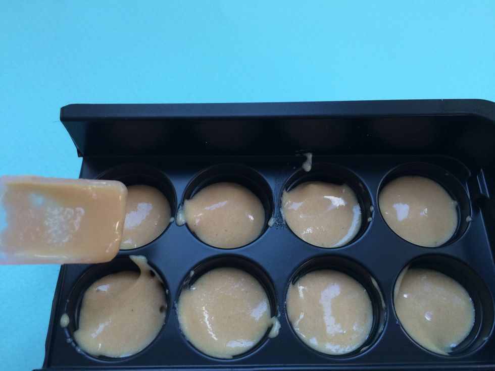 Spoon the mixture into the Ball molds a little more than half way