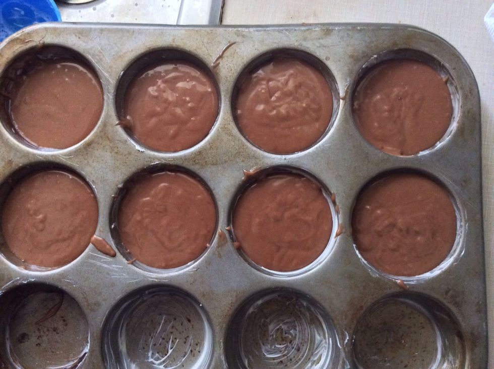 Spoon your batter into a greased muffin pan. Fill each muffin mold 2/3's full.