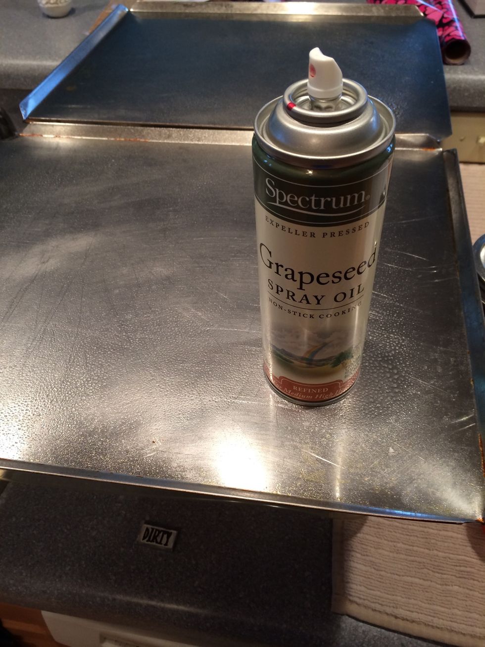 Spray 2 cookie sheets