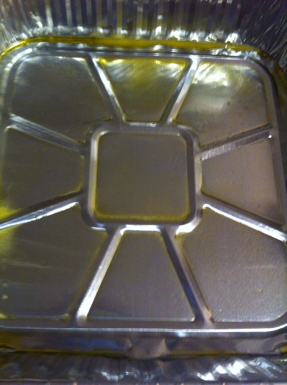 Spray a '9 by '9 pan with cooking spray