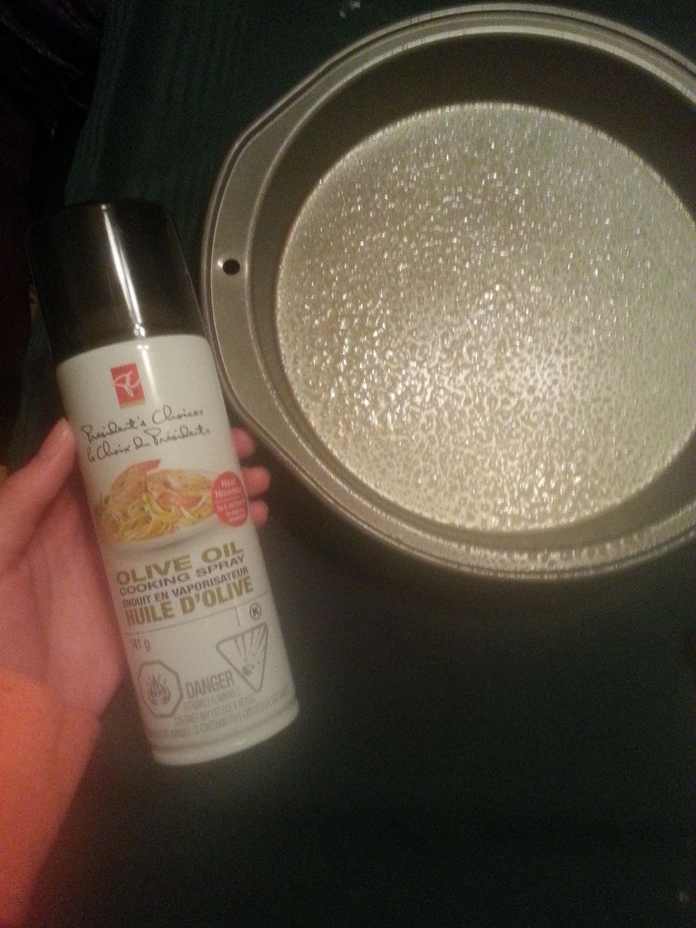 spray a 9 inch pan with non-stick cooking spray