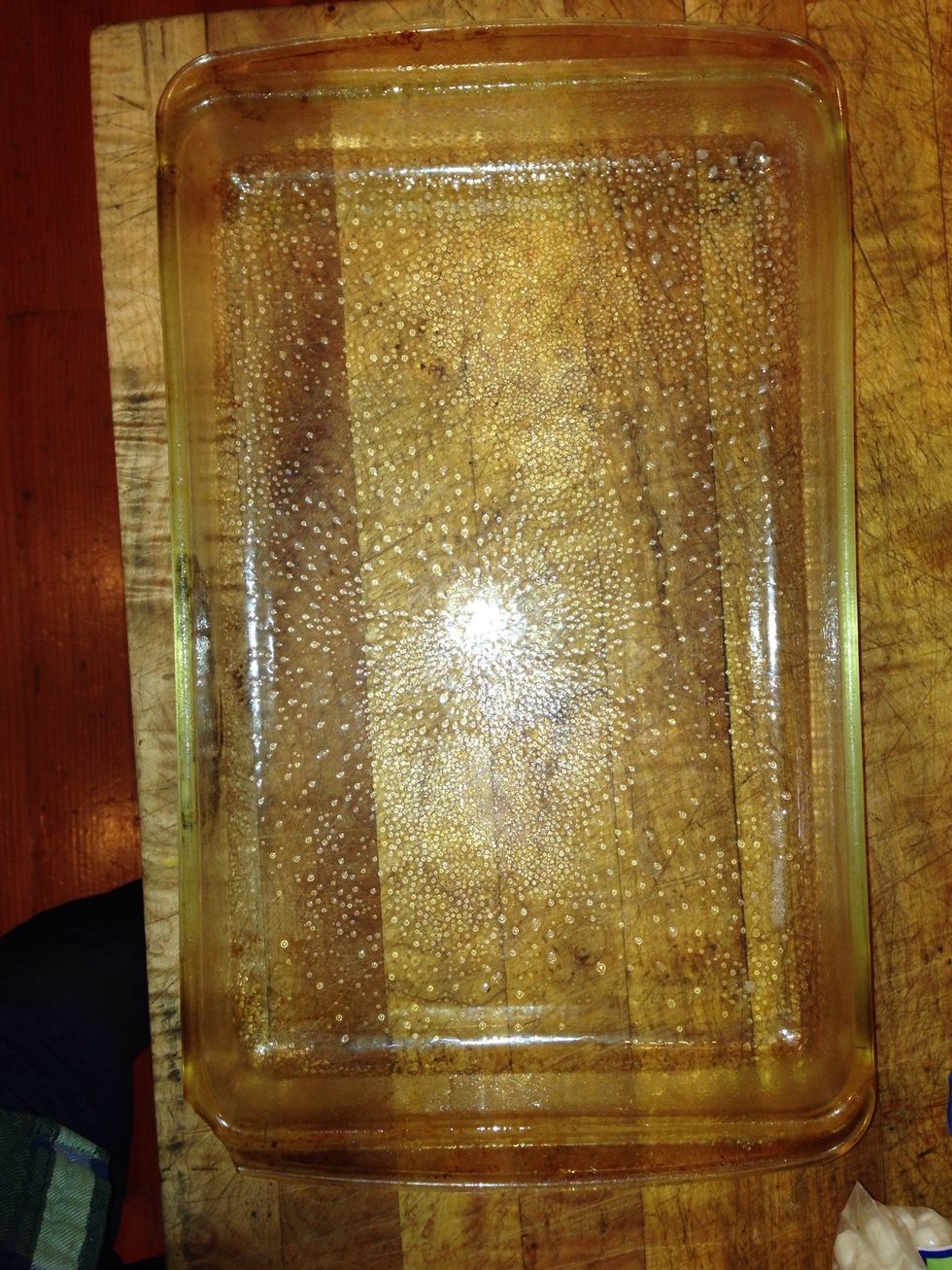 Spray a 9x13 pan with PAM. :)