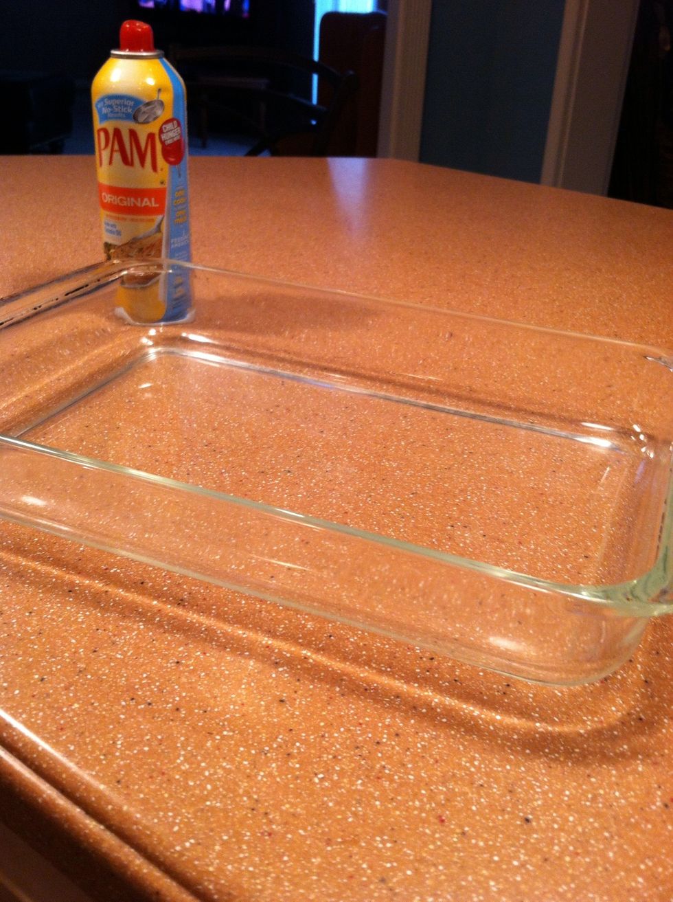 Spray a 9x13 pan with Pam
