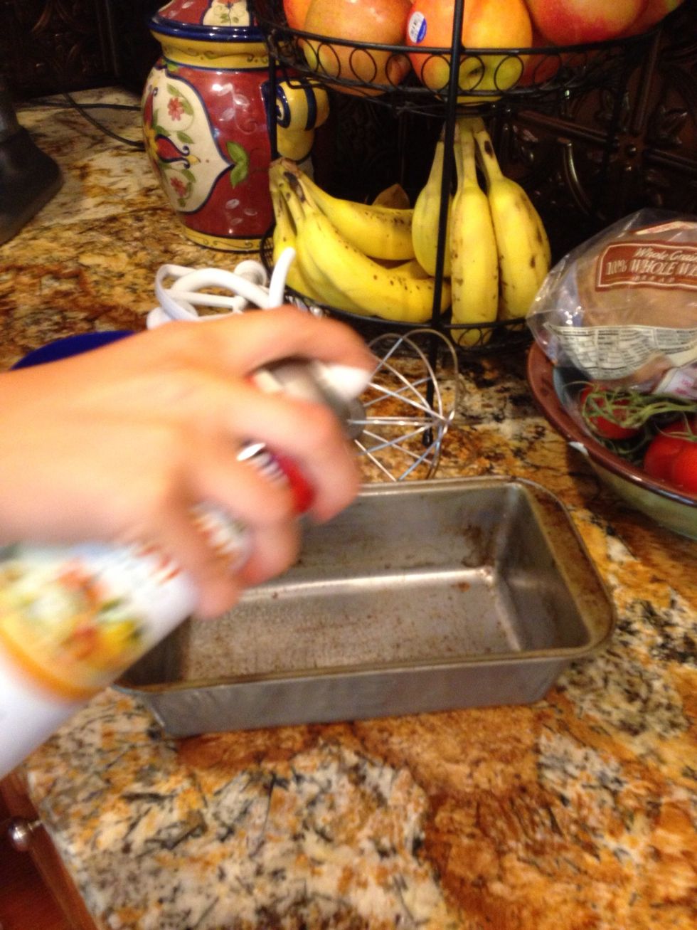 Spray a 9x5 loaf pan with any nonstick cooking spray!