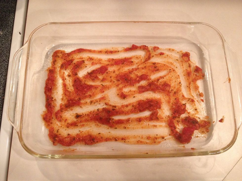 Spray a large baking pan with cooking spray. Spread a little of the meatball sauce mixture on the bottom.