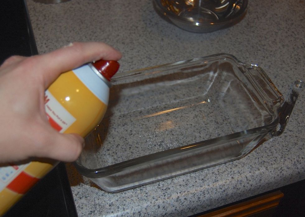 Spray a loaf pan with cooking spray, or oil it with butter.