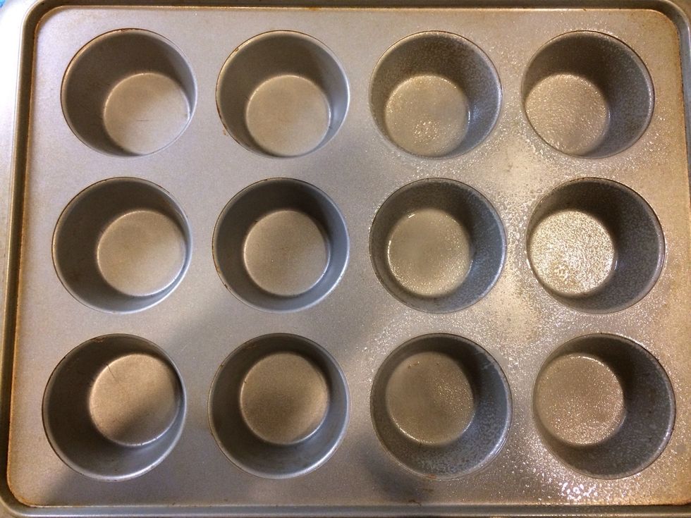 Spray a muffin tin with Pam or olive oil