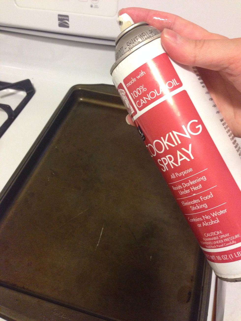 Spray a pan with nonstick spray.