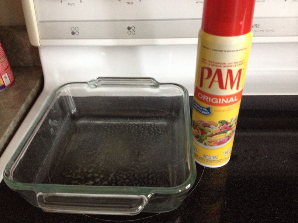 Spray baking dish with non stick spray