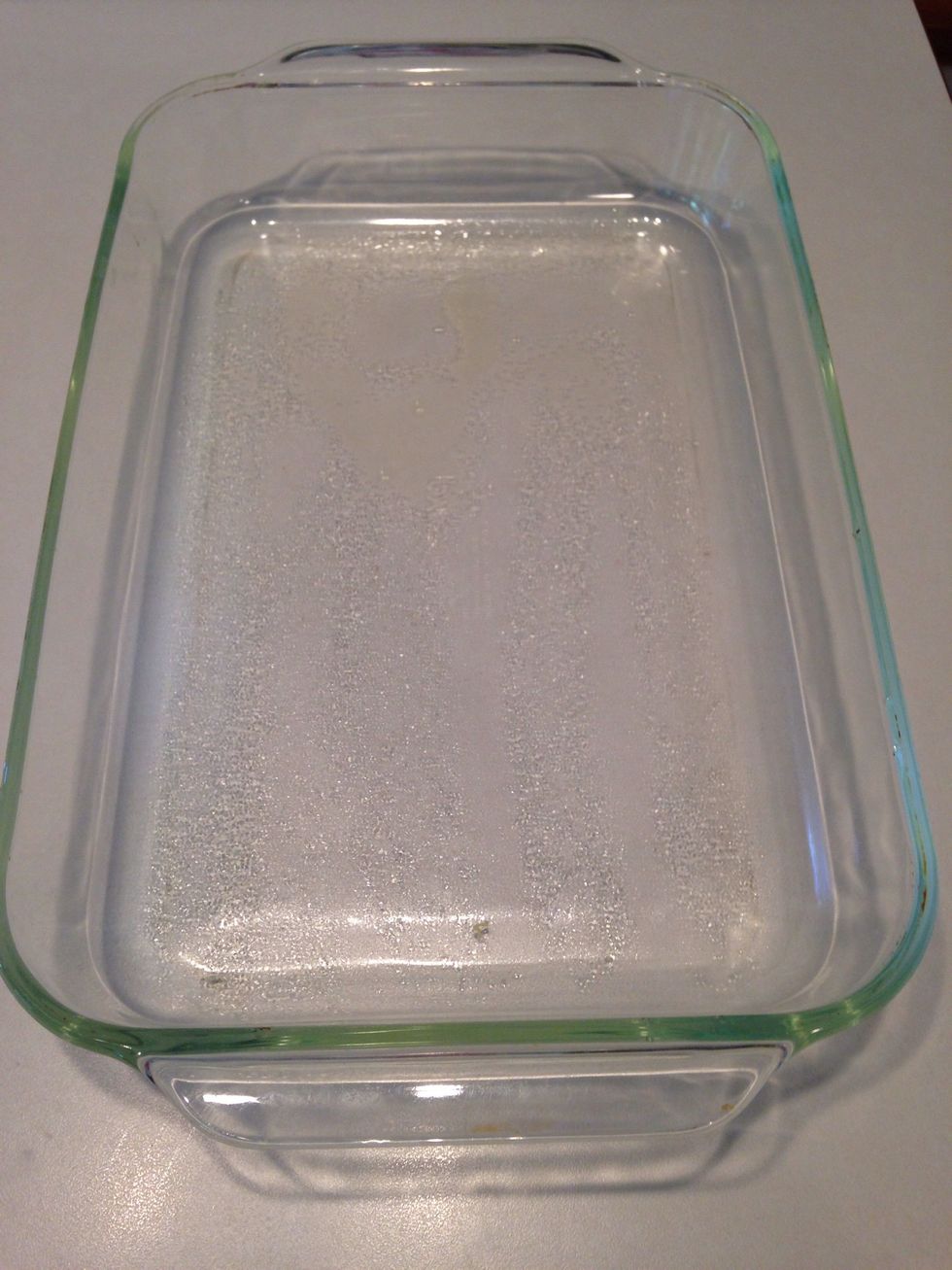 Spray baking pan with cooking spray.