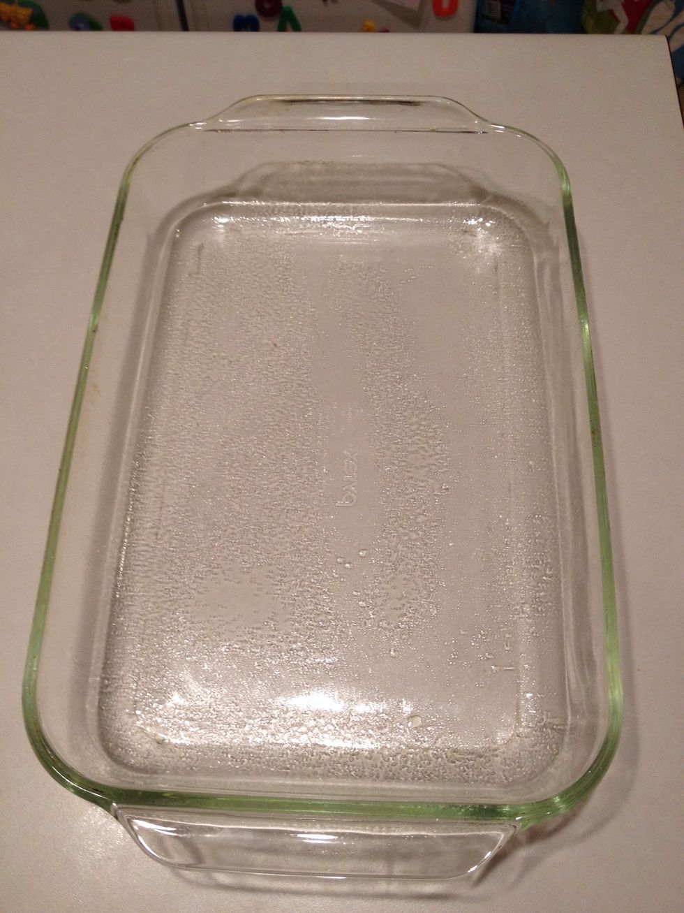 Spray baking pan with nonstick cooking spray.