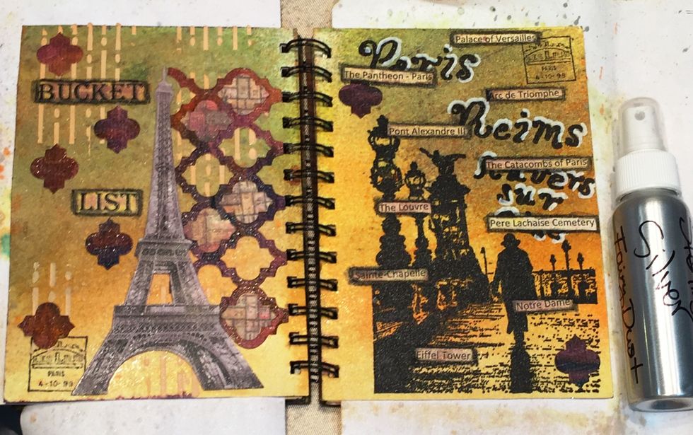 Spray both side with Sterling Fairy Dust (hard to see in the picture but it adds a great shimmer to the pages).