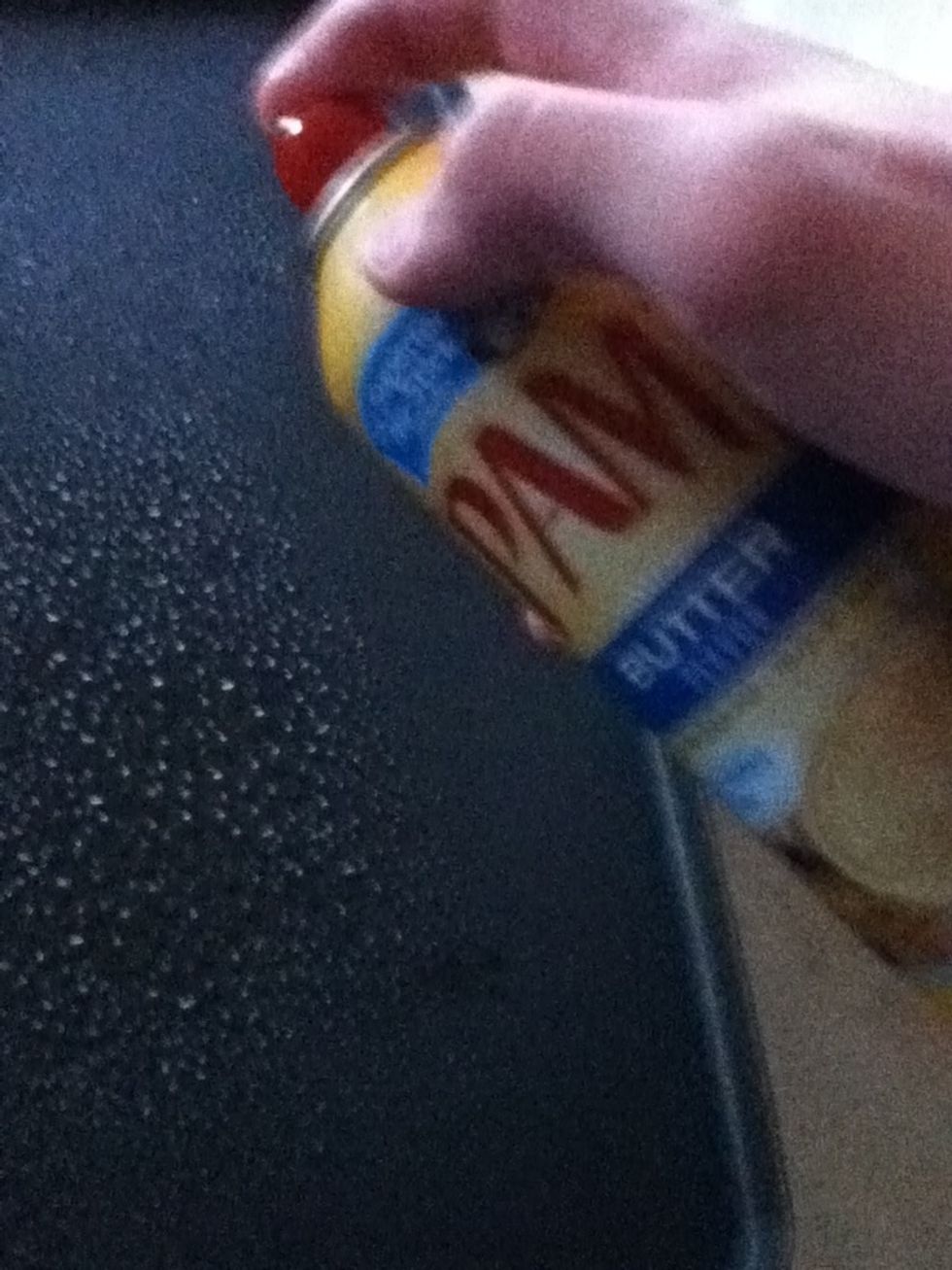 Spray cooking surface with PAM.